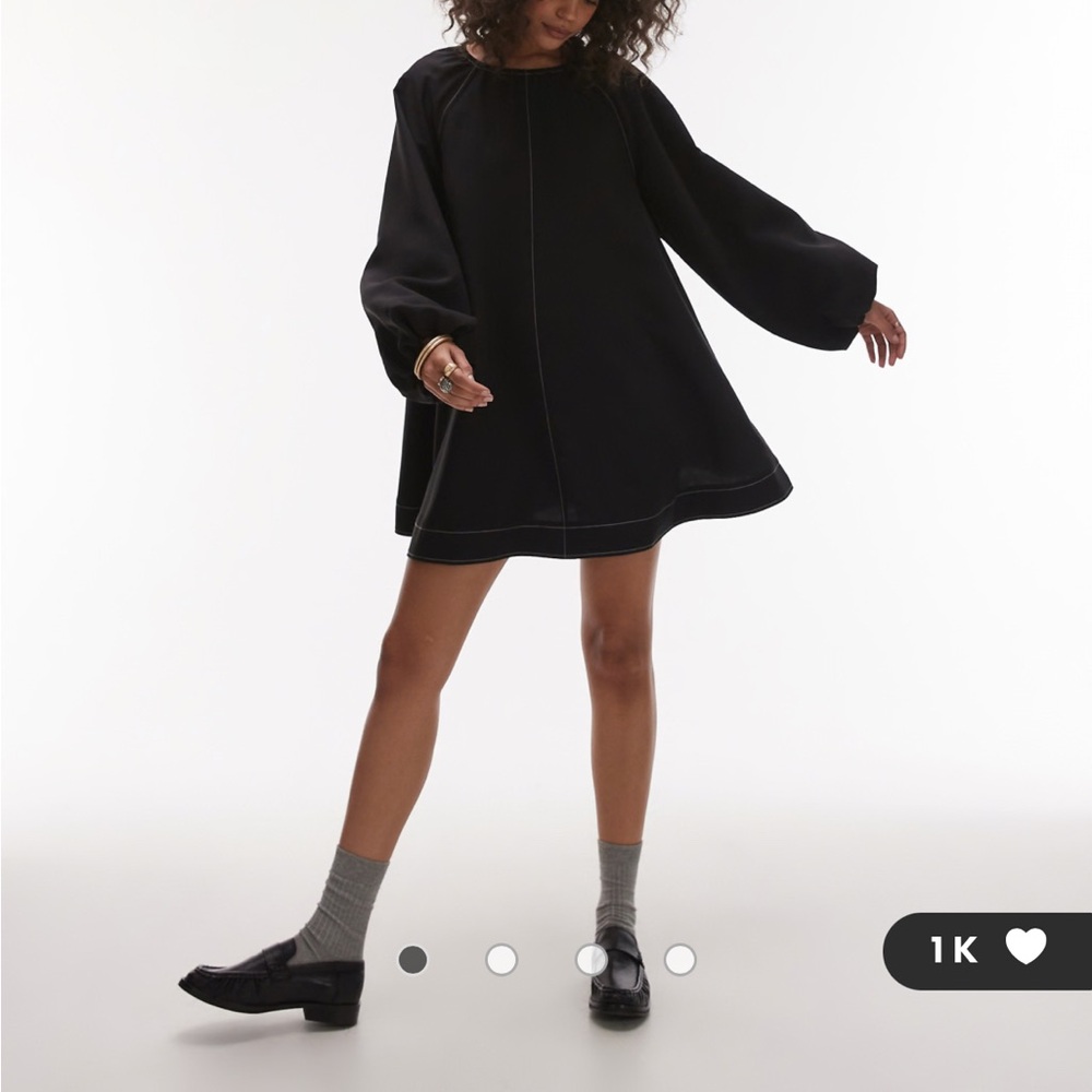 Topshop clean trapeze mini dress in black